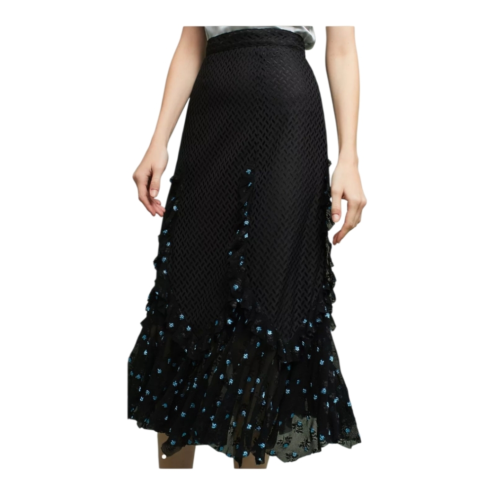 Anna Sui La Vie En Rose Midi Skirt Sz Medium.